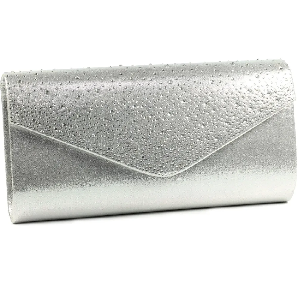 Shoes & Matching Bags | Clutch-Lunar Shoes Nara Silver Satin Clutch Bag