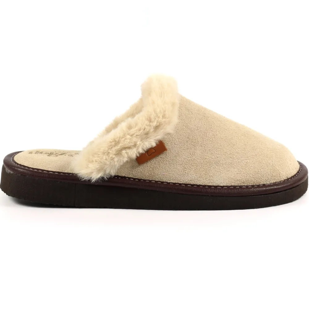 Womens Slippers | Slip-on-Lunar Shoes Otto Beige Suede Slipper