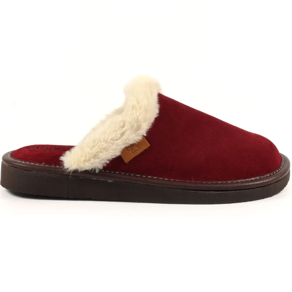 Womens Slippers | Pump-Lunar Shoes Otto Burgundy Suede Slipper