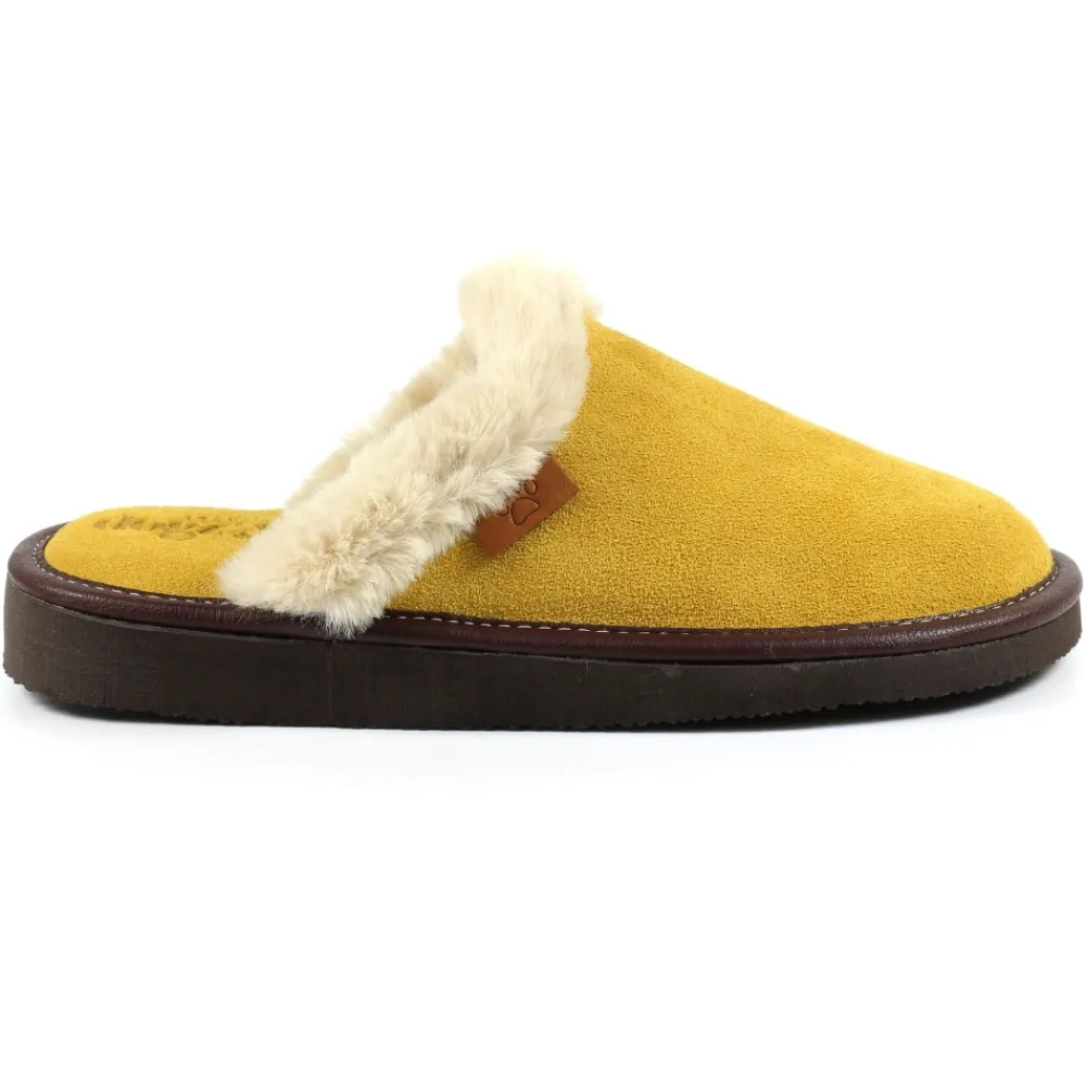 Womens Slippers | Slip-on-Lunar Shoes Otto Mustard Suede Slipper