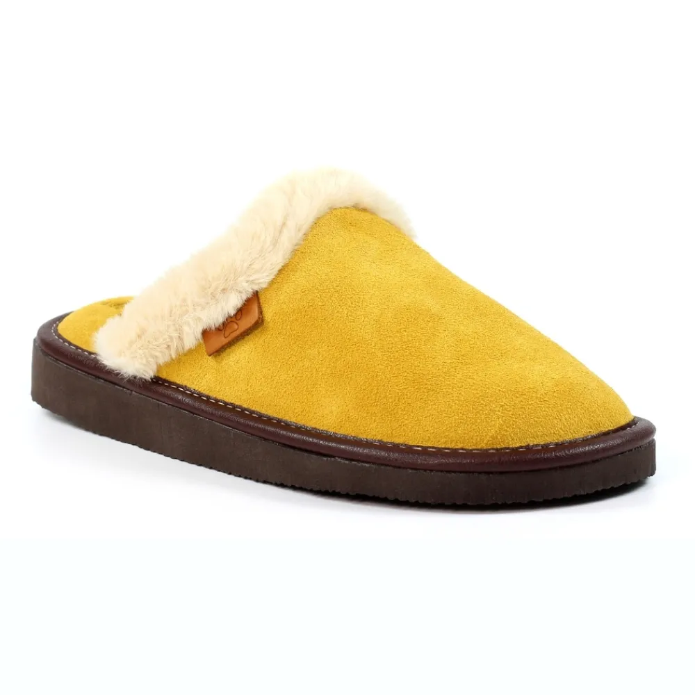 Womens Slippers | Slip-on-Lunar Shoes Otto Mustard Suede Slipper