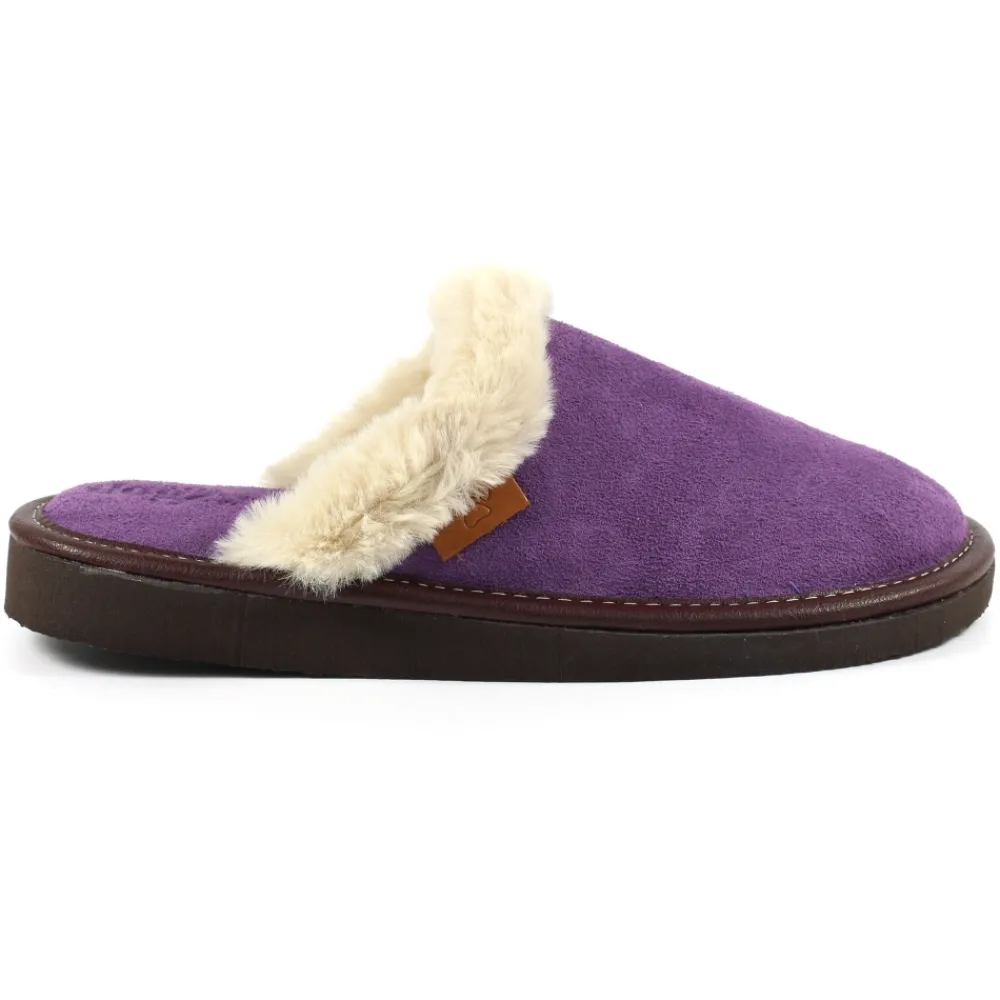 Womens Slippers | Slip-on-Lunar Shoes Otto Purple Suede Slipper