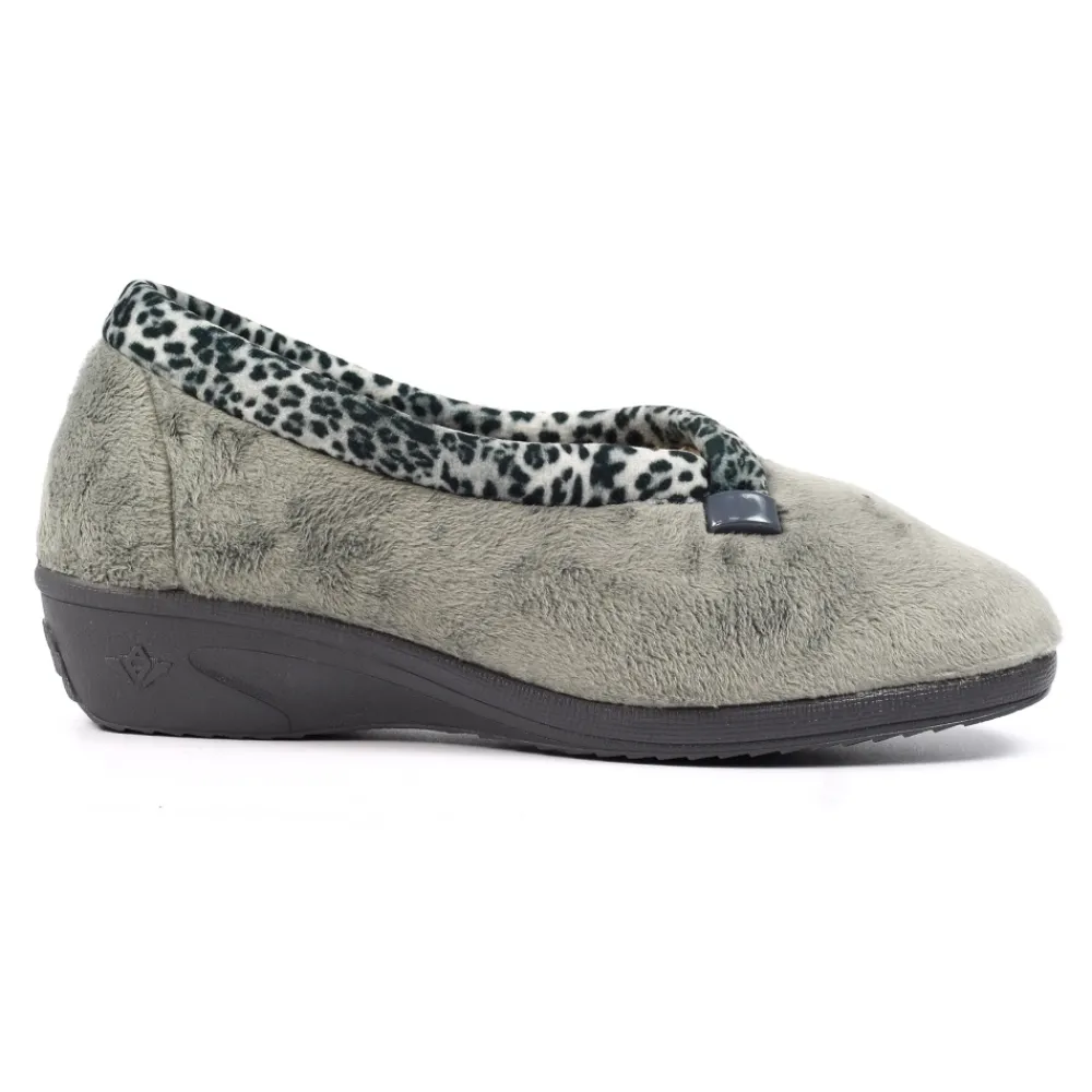 Slip-on | Moccasin-Lunar Shoes Paloma Grey Leopard Trim Slipper