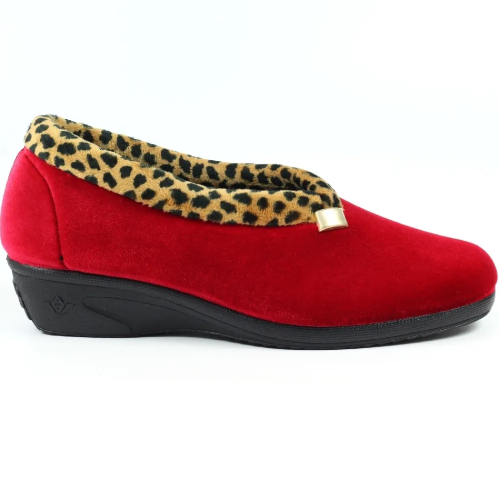 Moccasin | Slip-on-Lunar Shoes Paloma Red Leopard Trim Slipper