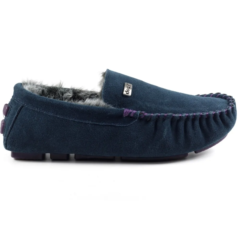 Mens Slippers | Womens Slippers-Lunar Shoes Percy II Blue Suede Slipper