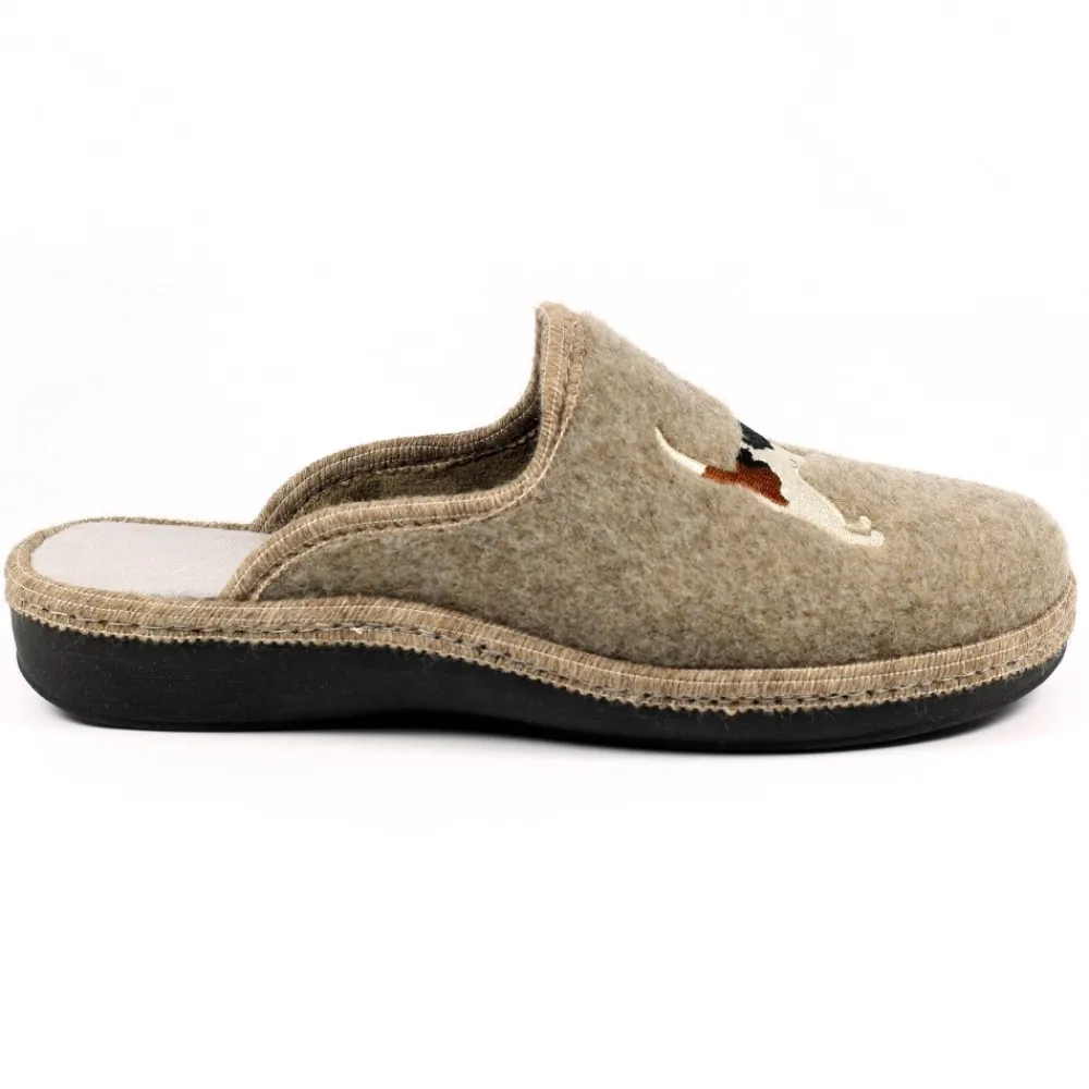 Womens Slippers | Slip-on-Lunar Shoes Perrito Beige Mule Slipper