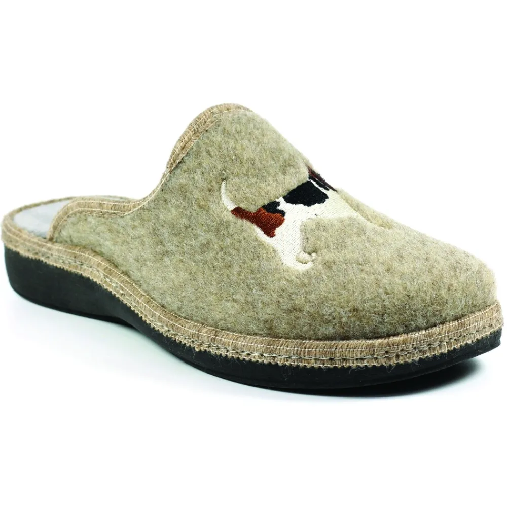 Womens Slippers | Slip-on-Lunar Shoes Perrito Beige Mule Slipper