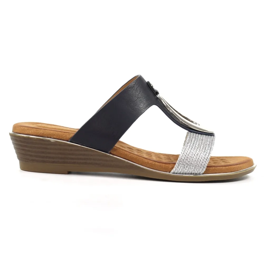 Mules | Wedges-Lunar Shoes Portland Navy Sandal