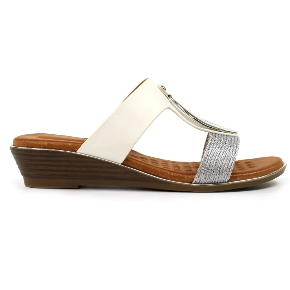 Mules | Wedges-Lunar Shoes Portland White Sandal