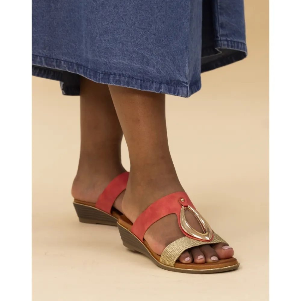 Mules | Wedges-Lunar Shoes Porto Coral Wedge Sandal