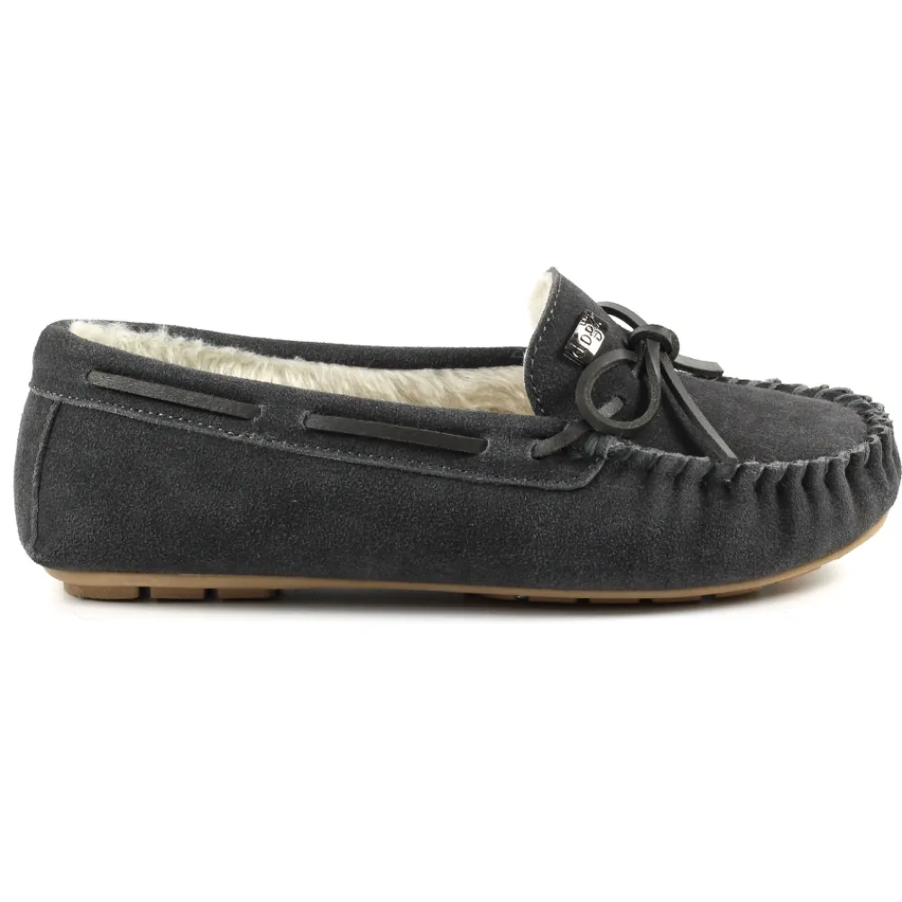 Womens Slippers | Moccasin-Lunar Shoes Portree Grey Slipper