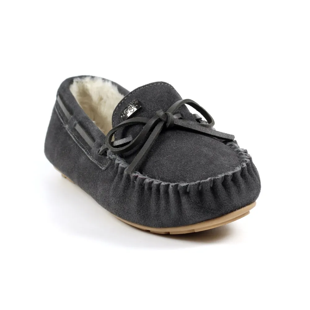 Womens Slippers | Moccasin-Lunar Shoes Portree Grey Slipper