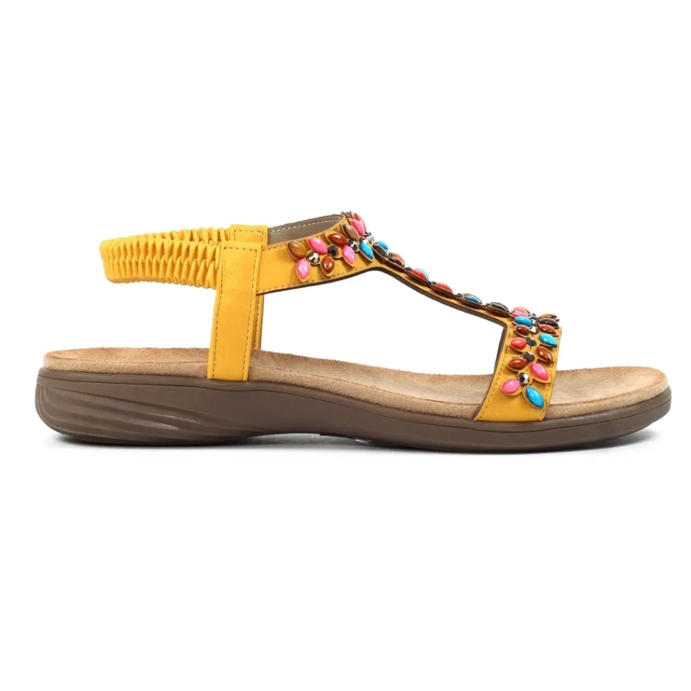 Elasticated-Lunar Shoes Ravello Mustard Sandal