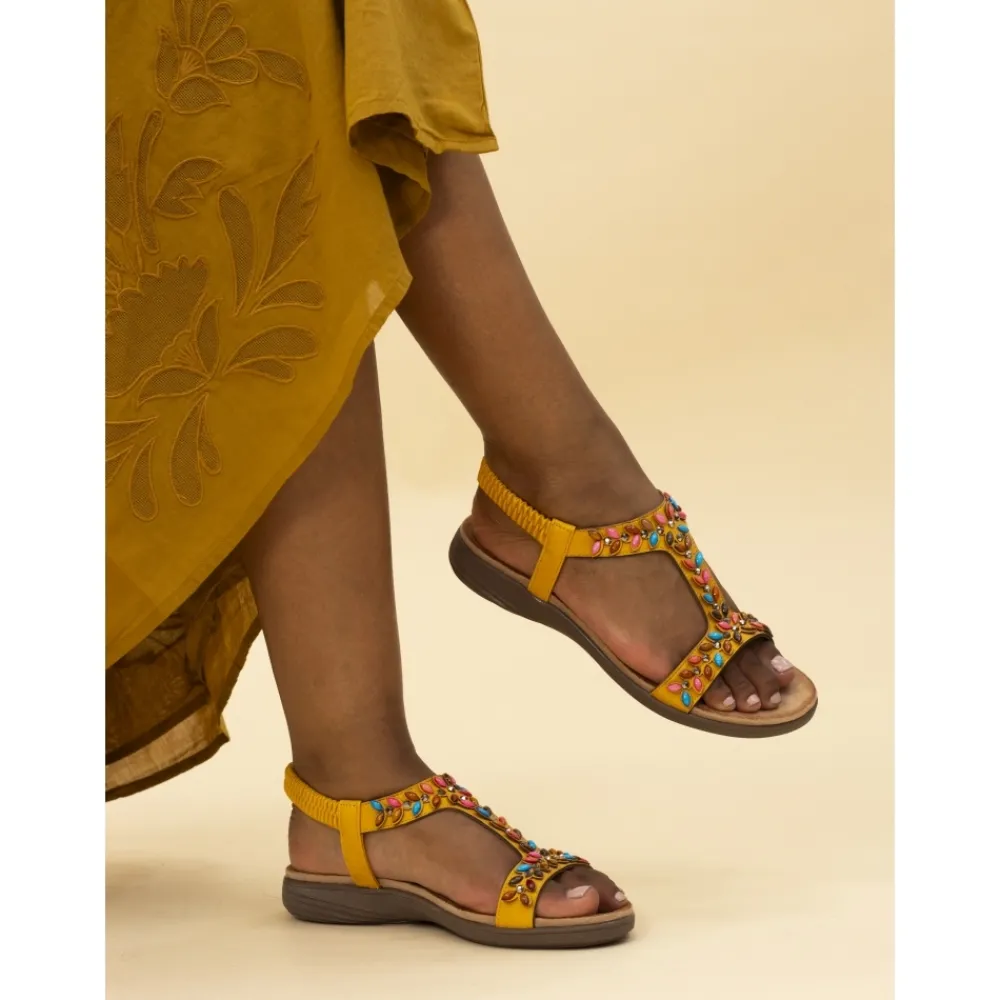 Elasticated-Lunar Shoes Ravello Mustard Sandal