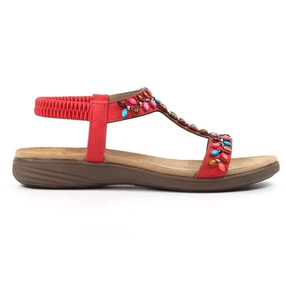 Elasticated-Lunar Shoes Ravello Red Sandal