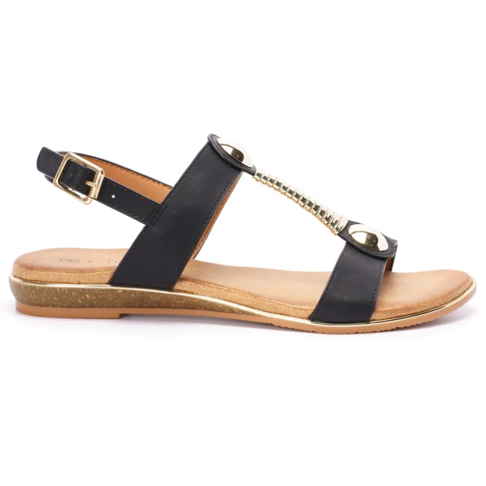 T-bar-Lunar Shoes Renoir Black Sandal