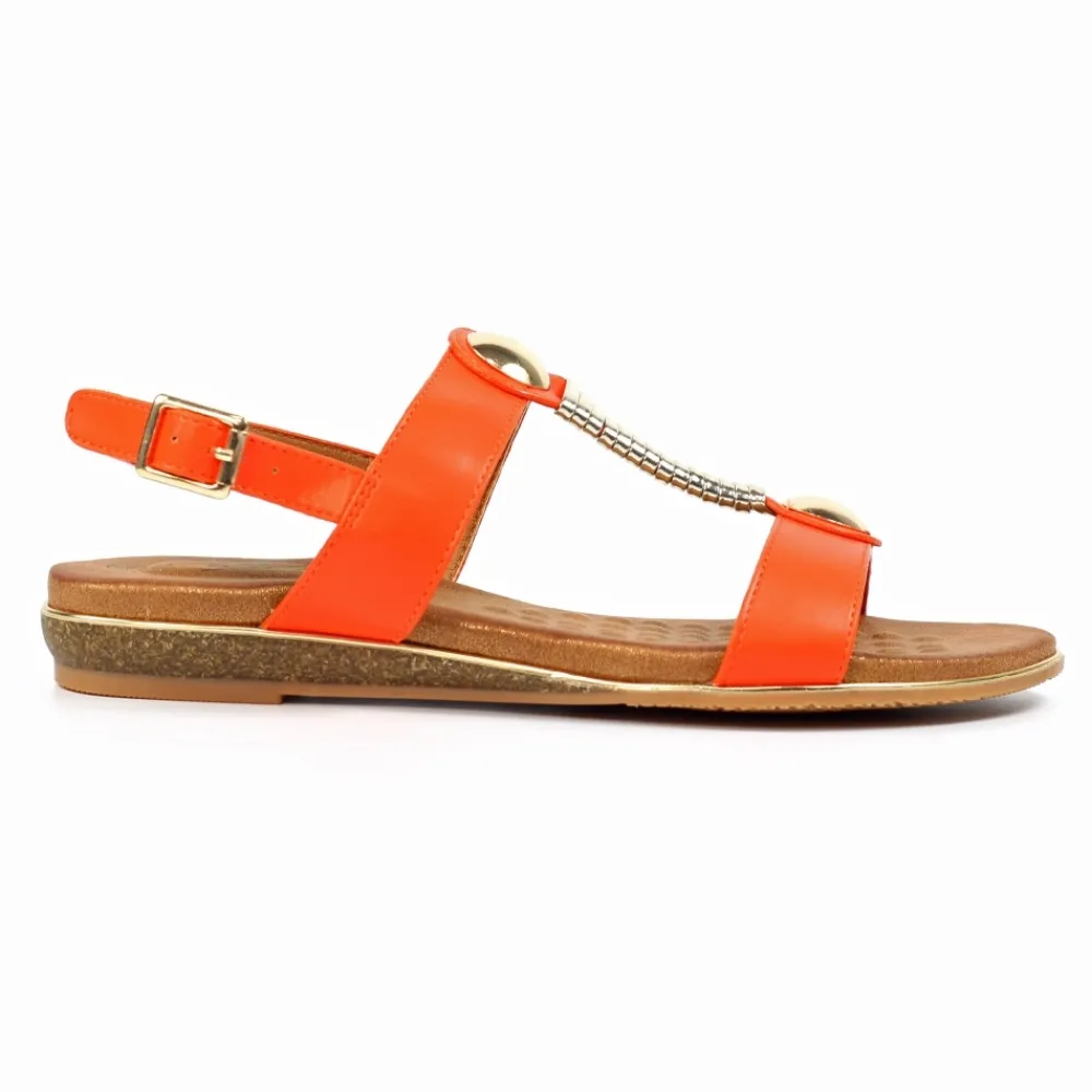 T-bar-Lunar Shoes Renoir Orange Sandal