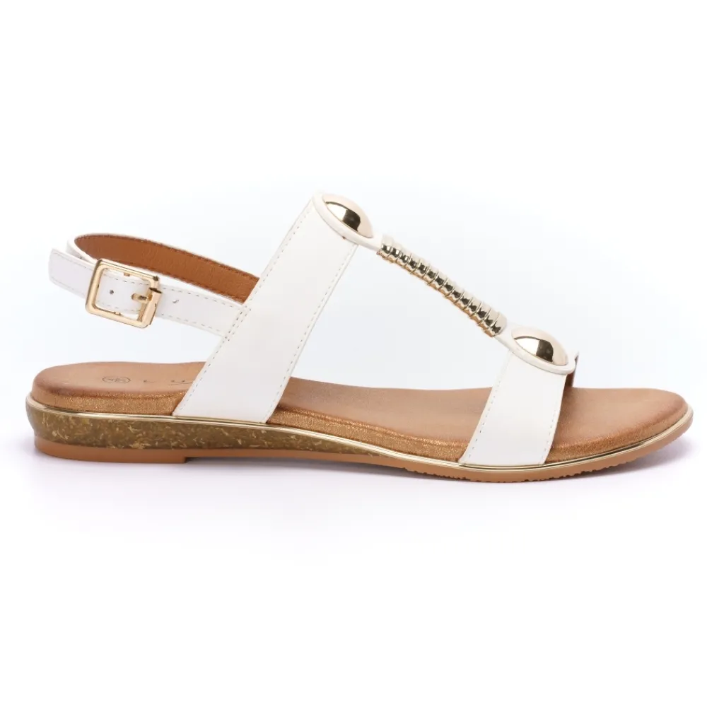 T-bar-Lunar Shoes Renoir White Sandal