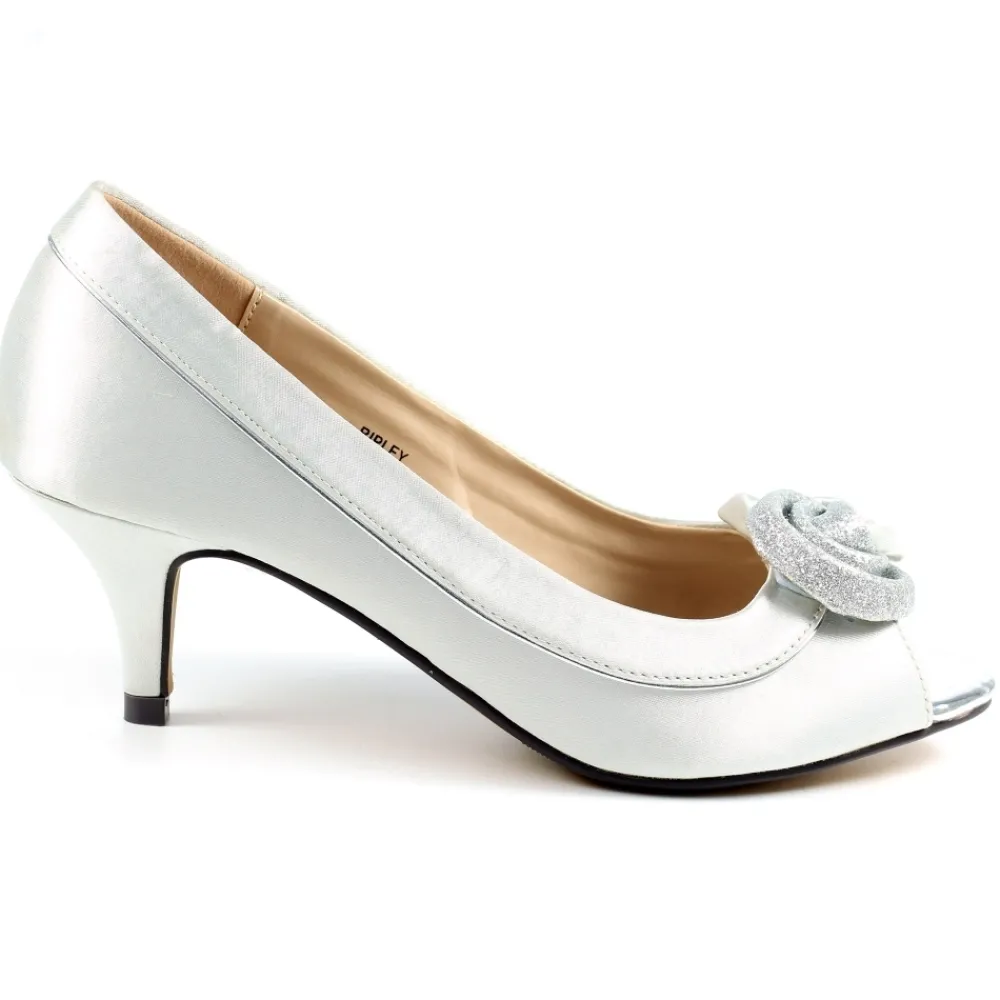 Shoes & Matching Bags | Courts-Lunar Shoes Ripley Silver Satin Peep Toe