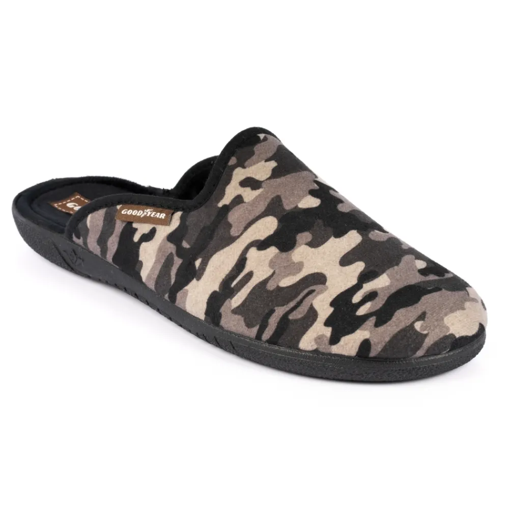 Mens Slippers-Lunar Shoes Rocky Black Mule Slipper