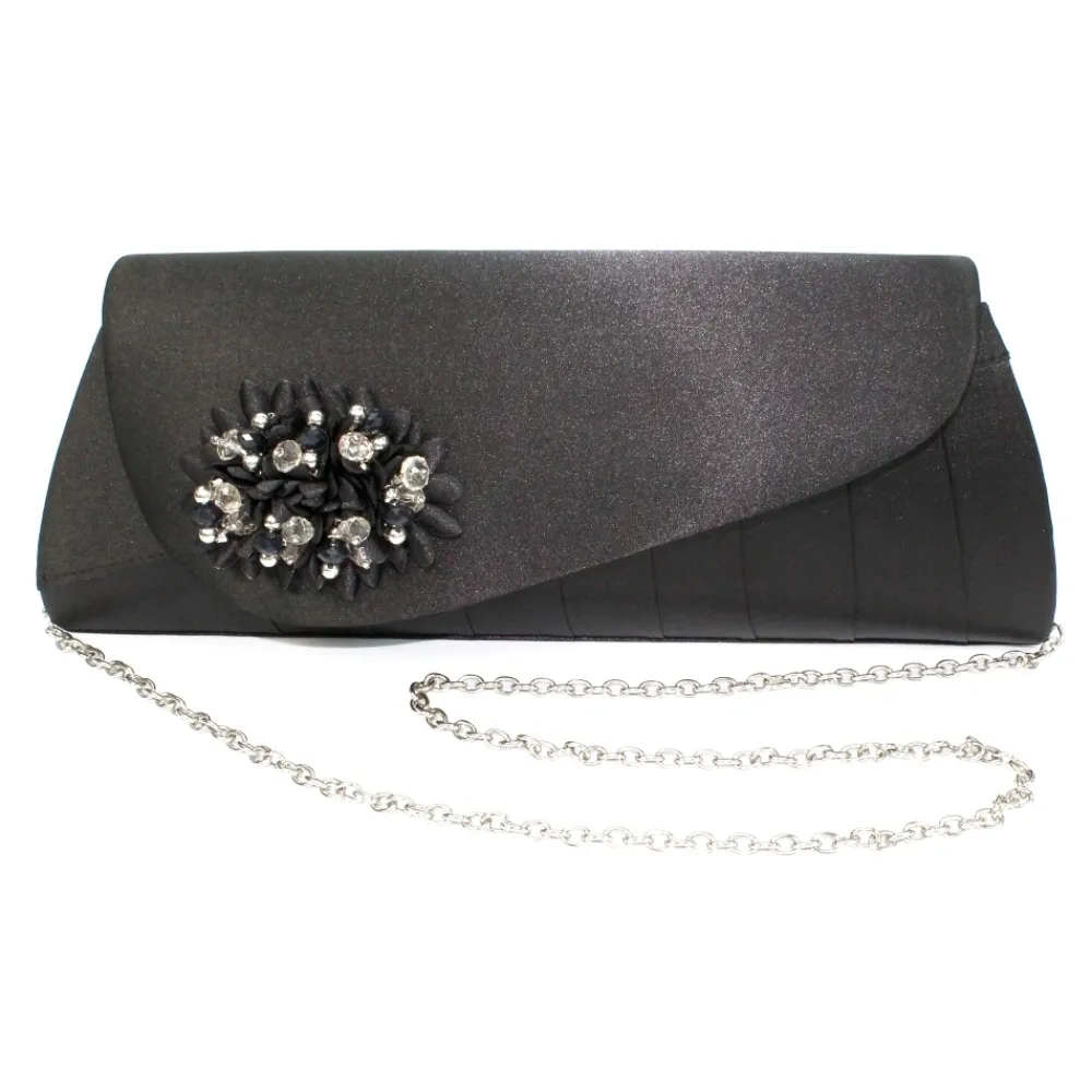 Shoes & Matching Bags | Clutch-Lunar Shoes Sabrina Black Floral Satin Bag