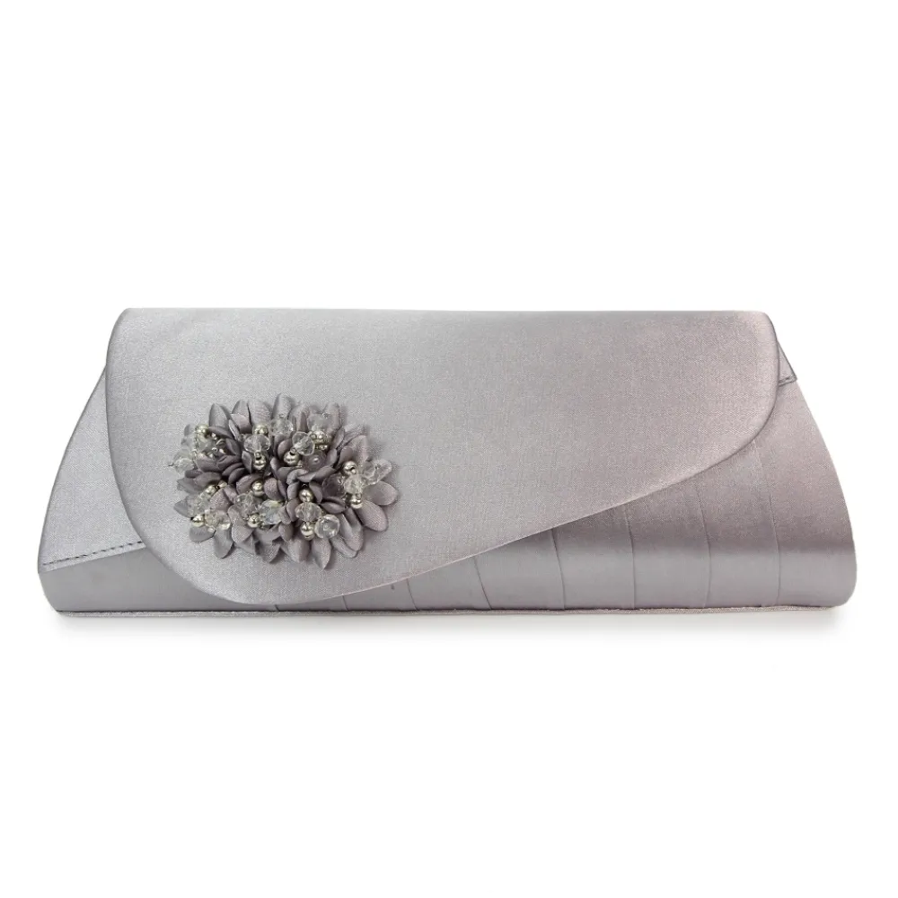 Shoes & Matching Bags | Clutch-Lunar Shoes Sabrina Dark Grey Floral Satin Bag