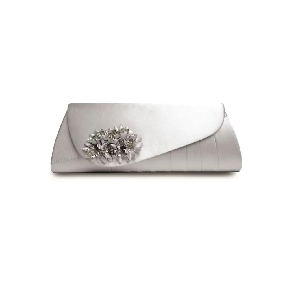 Shoes & Matching Bags | Clutch-Lunar Shoes Sabrina Grey Floral Satin Bag