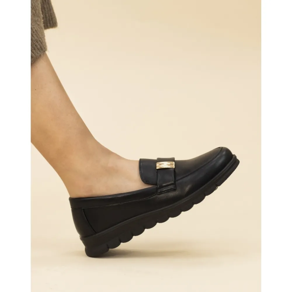 Wedges | Pumps-Lunar Shoes Salma Black Wedge Shoe