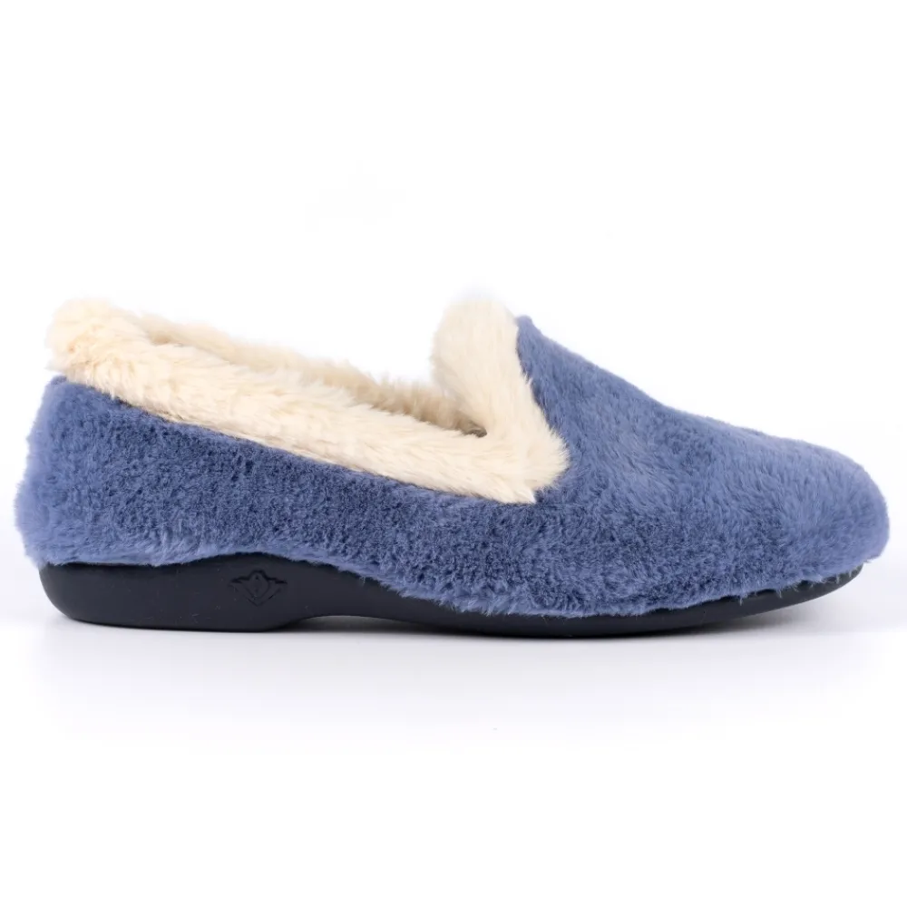 Slip-on-Lunar Shoes Shake Blue Fur Trim Slipper