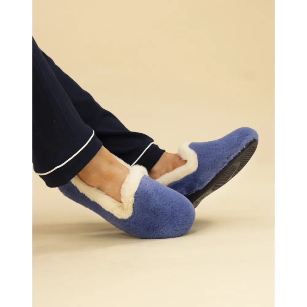 Slip-on-Lunar Shoes Shake Blue Fur Trim Slipper