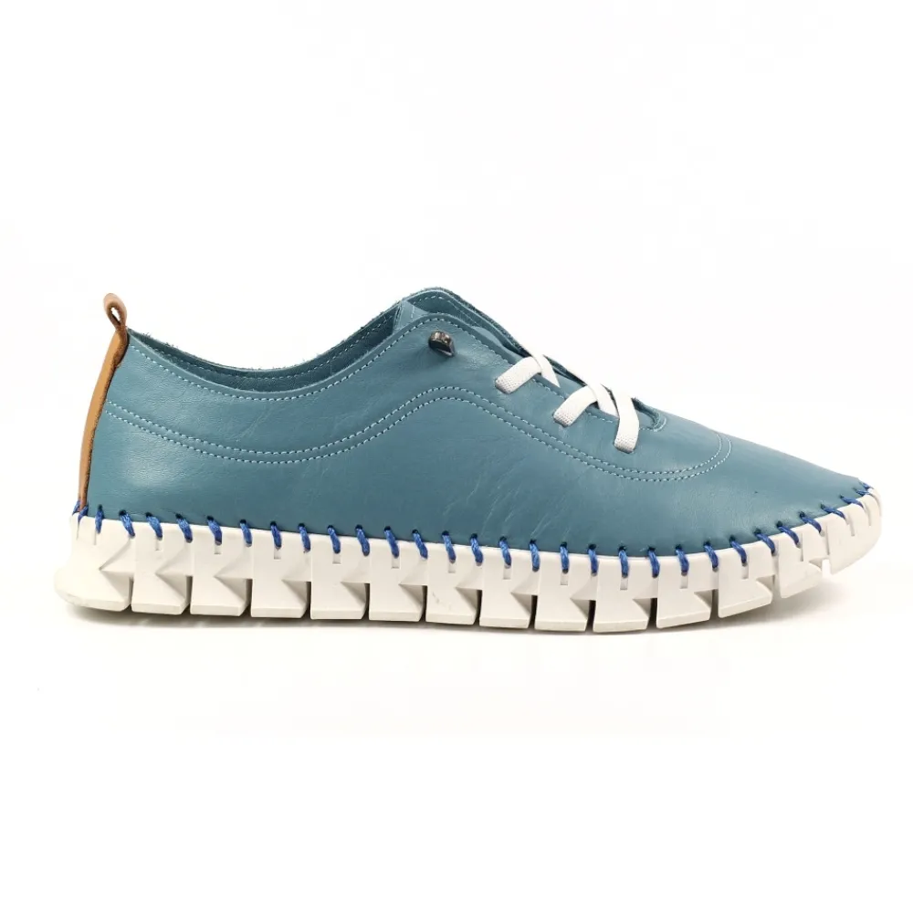 Trainers | Pumps-Lunar Shoes St Austell Light Blue Leather Plimsoll