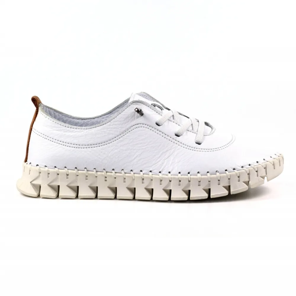 Trainers | Pumps-Lunar Shoes St Austell White Leather Plimsoll