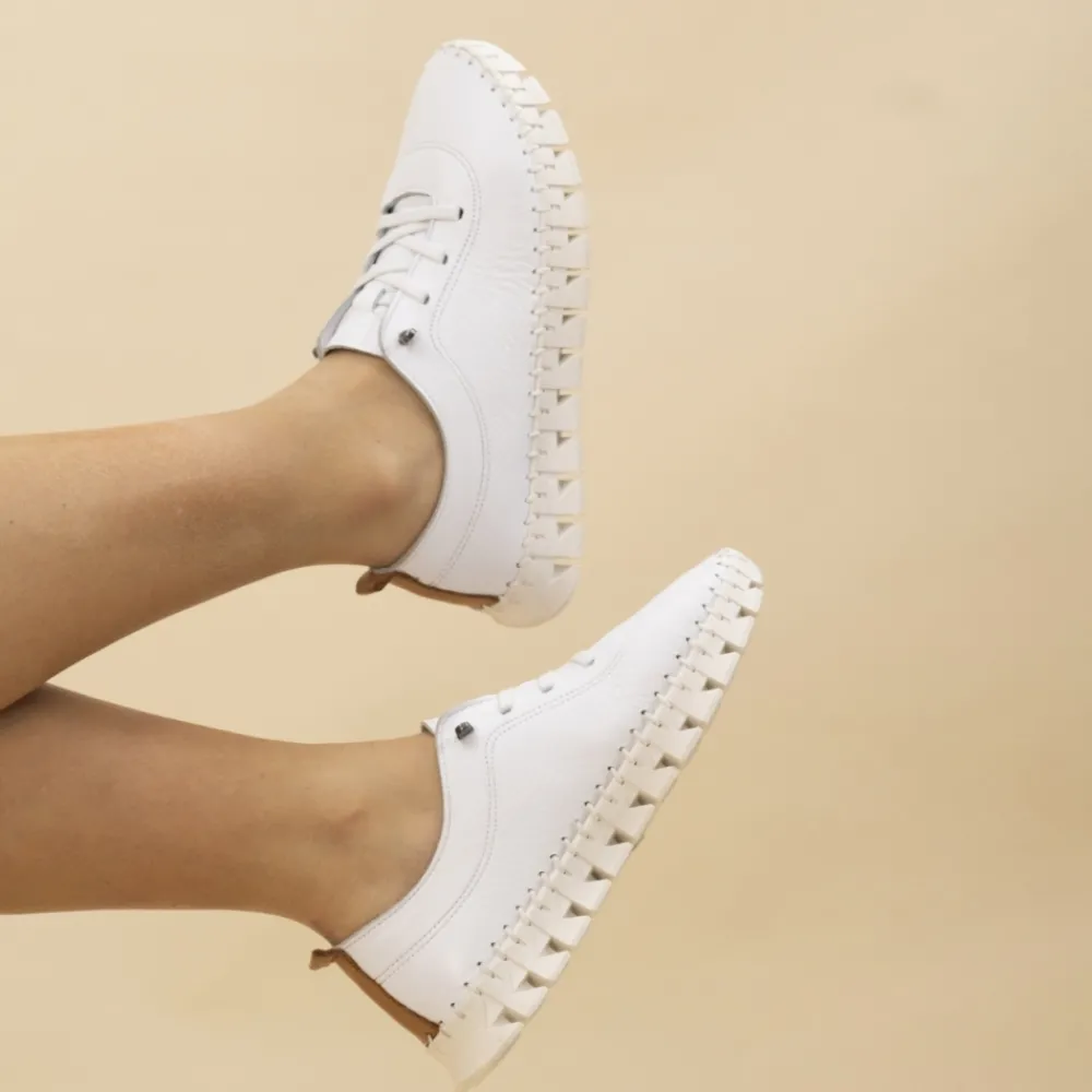 Trainers | Pumps-Lunar Shoes St Austell White Leather Plimsoll