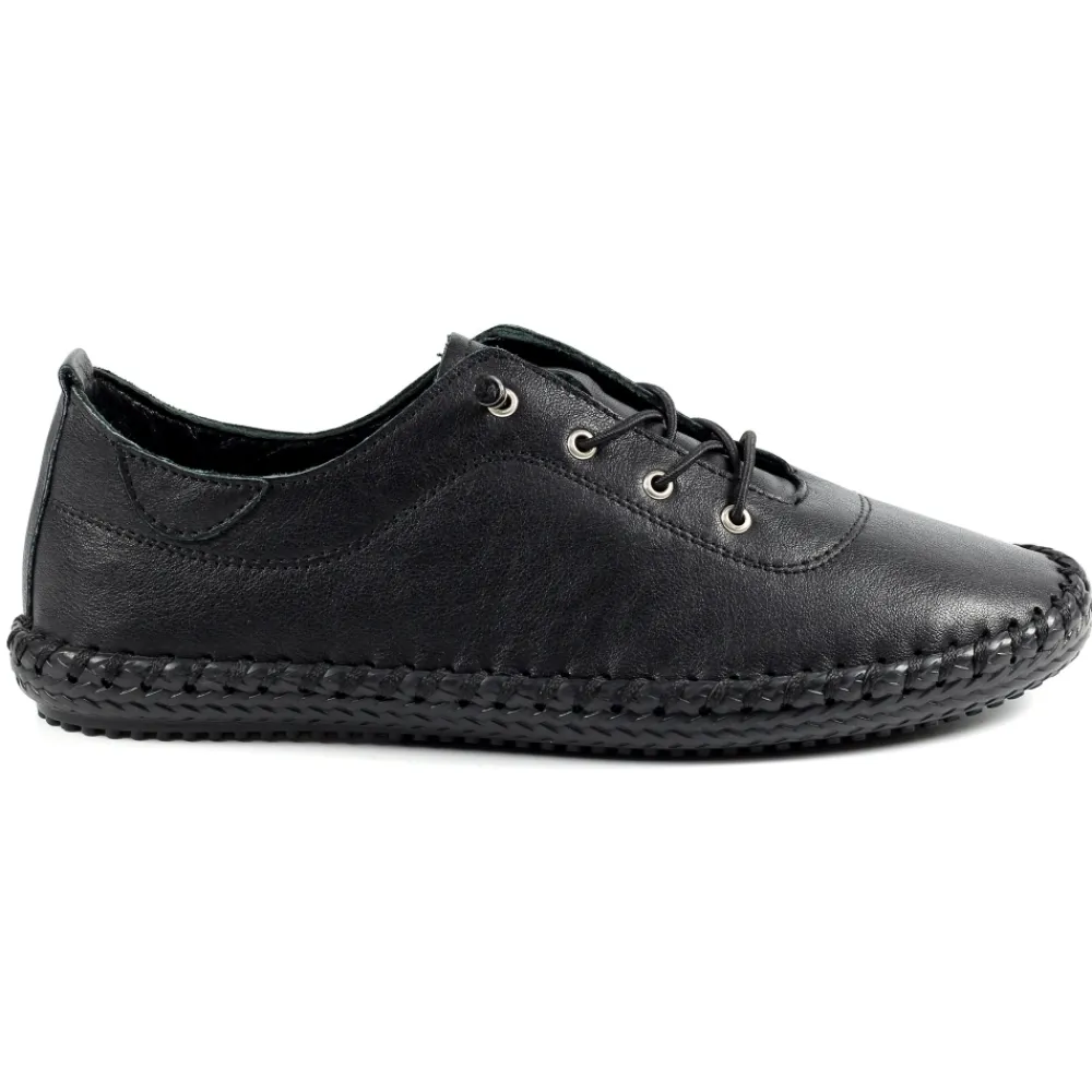 Trainers | Pumps-Lunar Shoes St. Ives Black Sole Leather Plimsoll