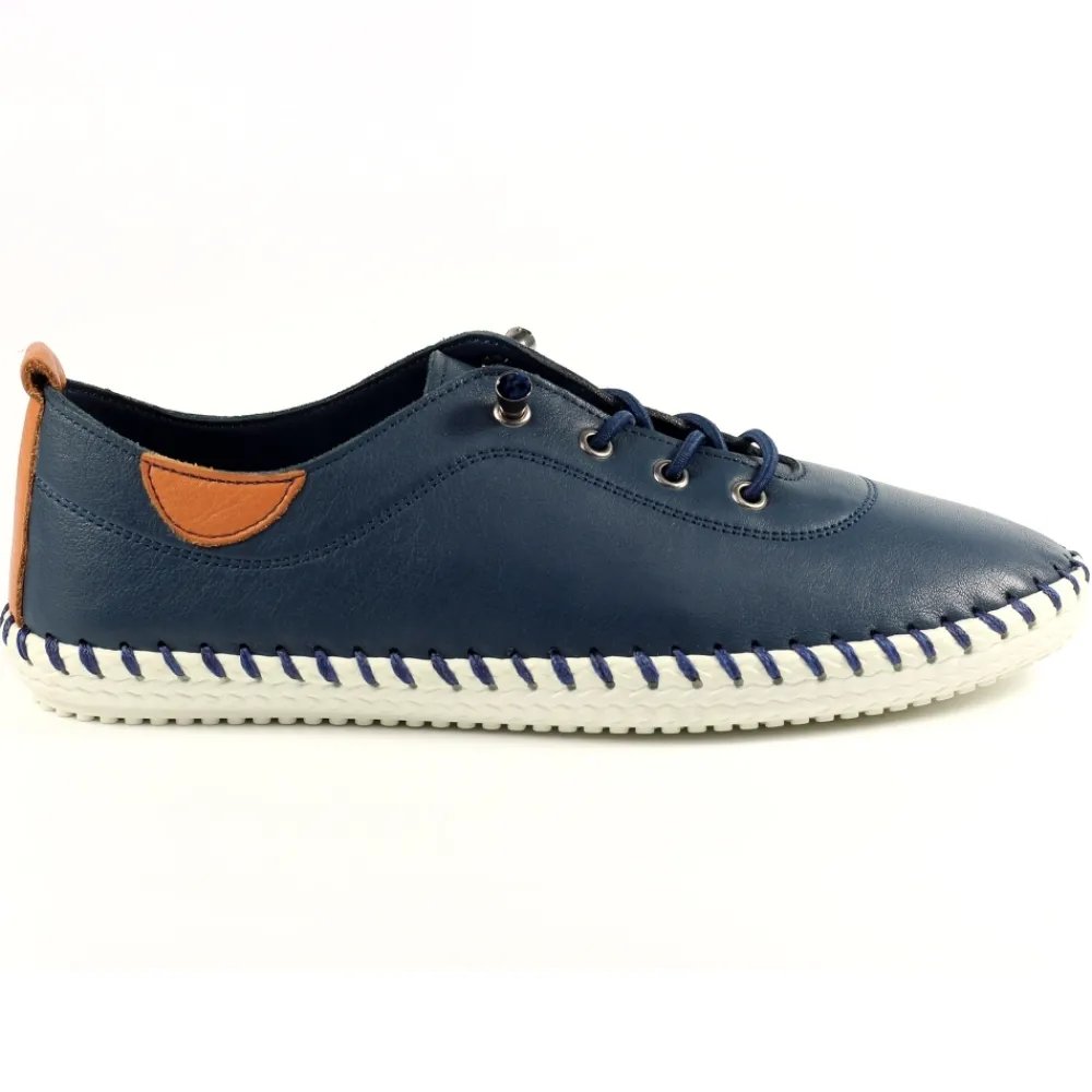 Trainers | Pumps-Lunar Shoes St. Ives Blue Leather Plimsoll