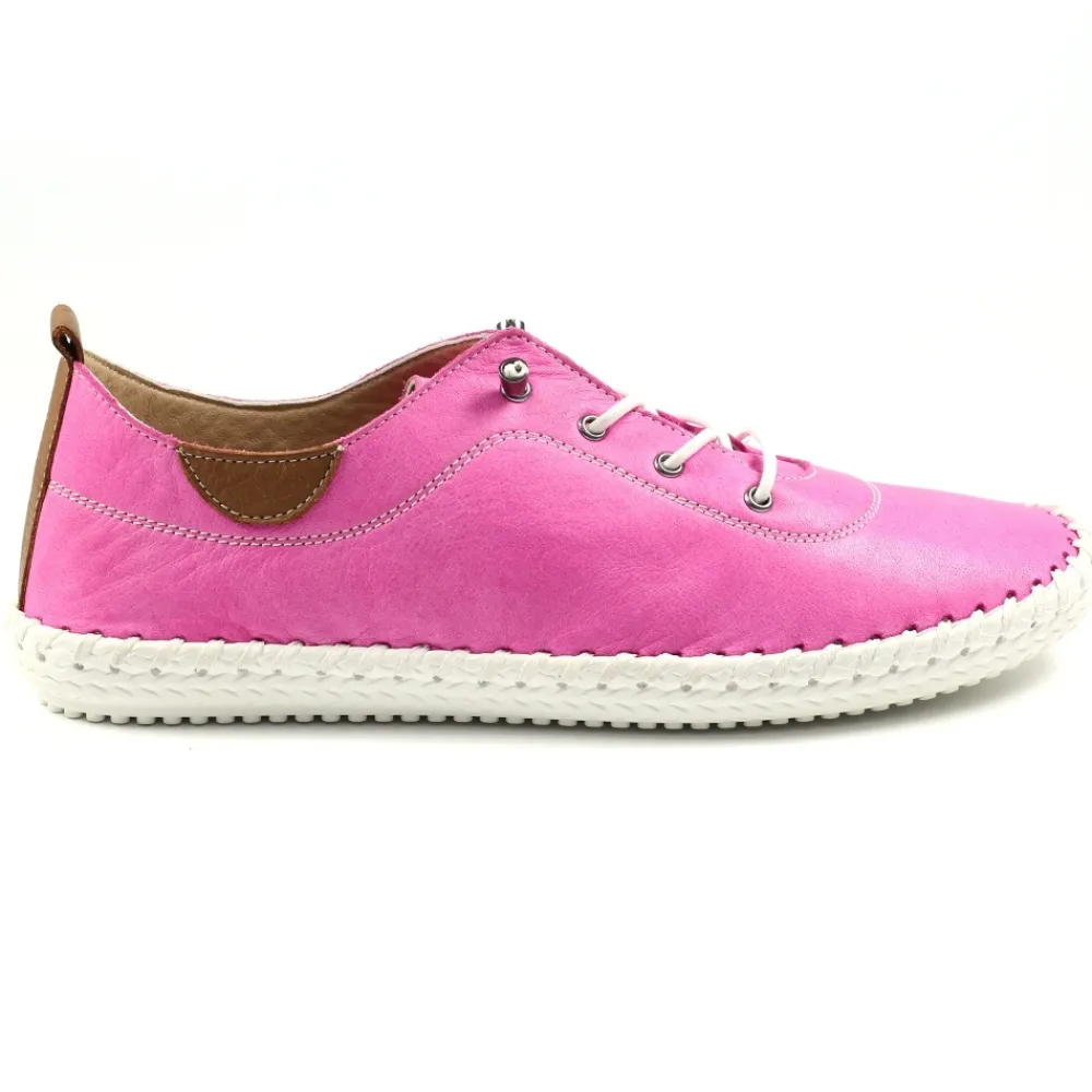 Trainers | Pumps-Lunar Shoes St. Ives Fuchsia Leather Plimsoll