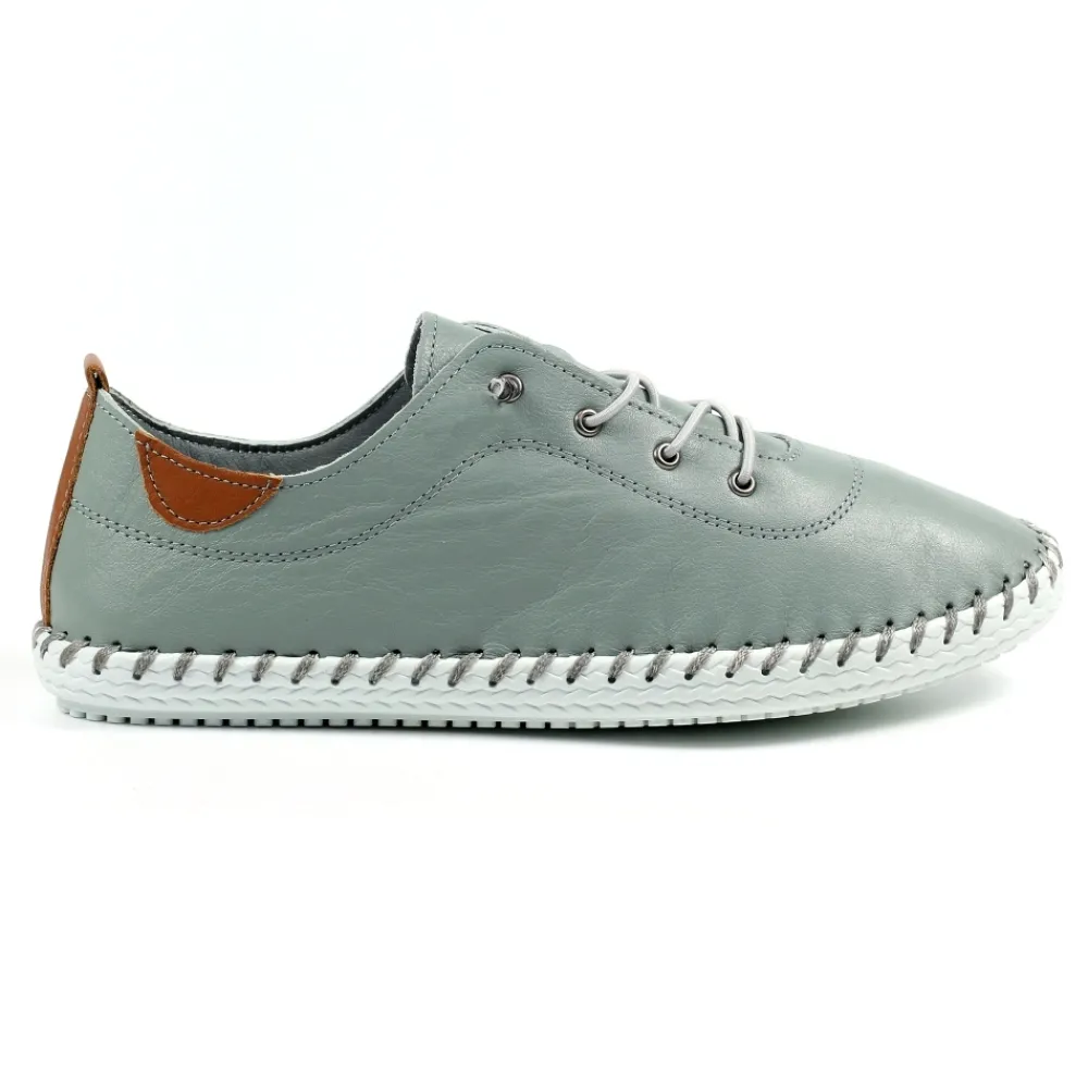 Trainers | Pumps-Lunar Shoes St. Ives Grey Leather Plimsoll