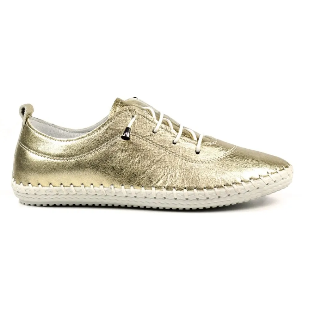 Trainers | Pumps-Lunar Shoes St. Ives Metallic Gold Plimsoll