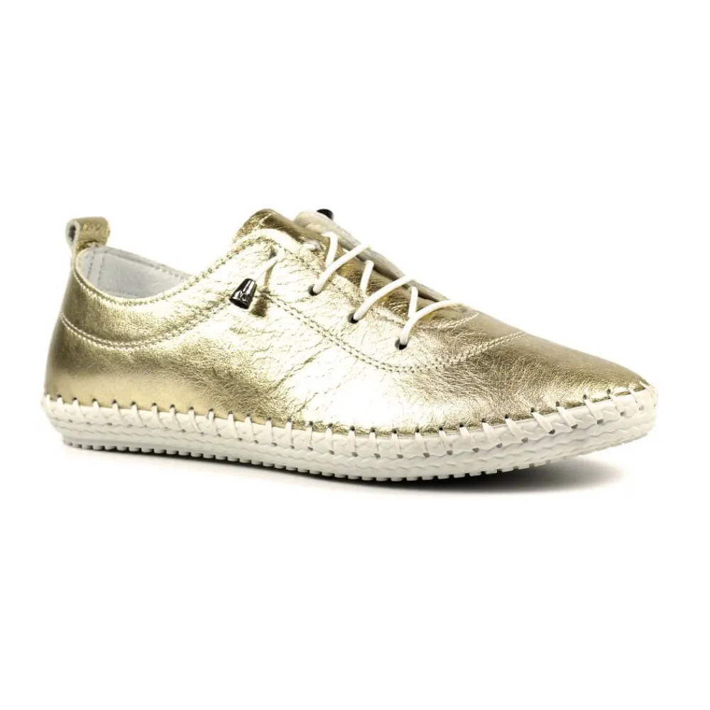 Trainers | Pumps-Lunar Shoes St. Ives Metallic Gold Plimsoll