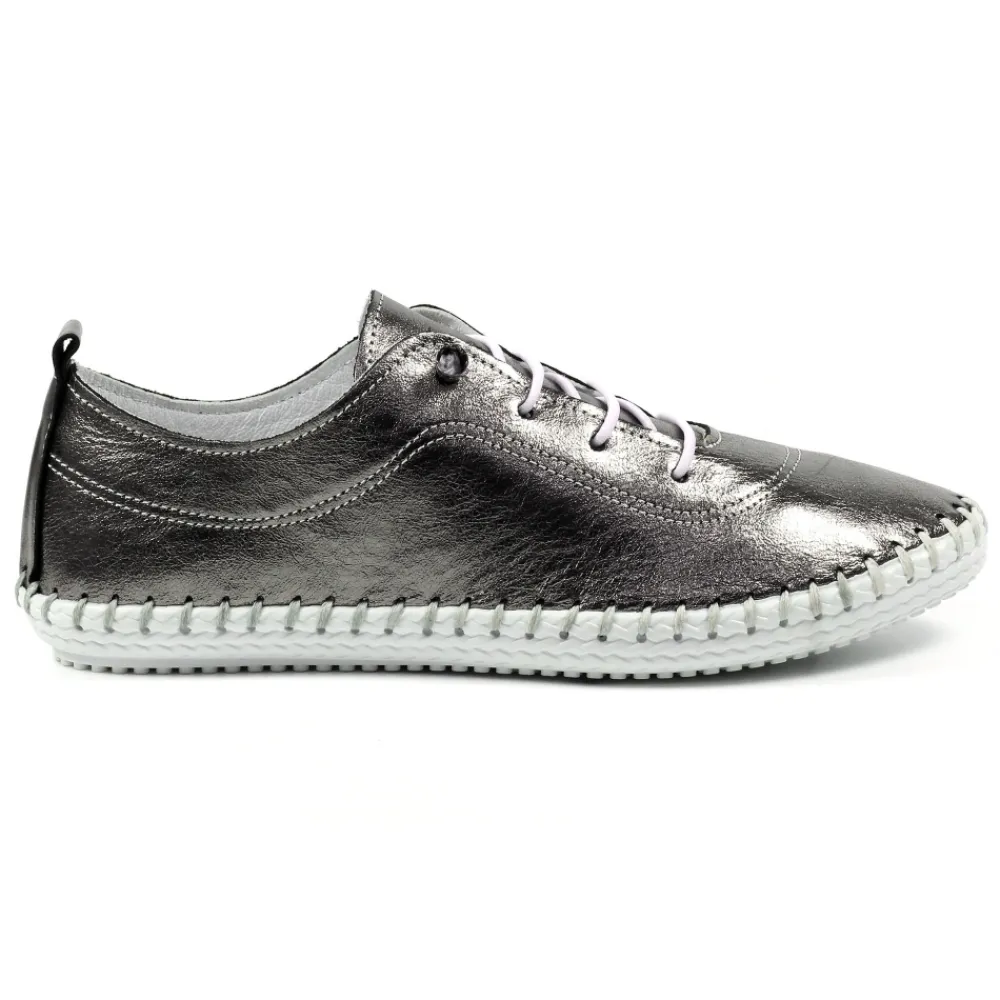 Trainers | Pumps-Lunar Shoes St. Ives Metallic Pewter Plimsoll