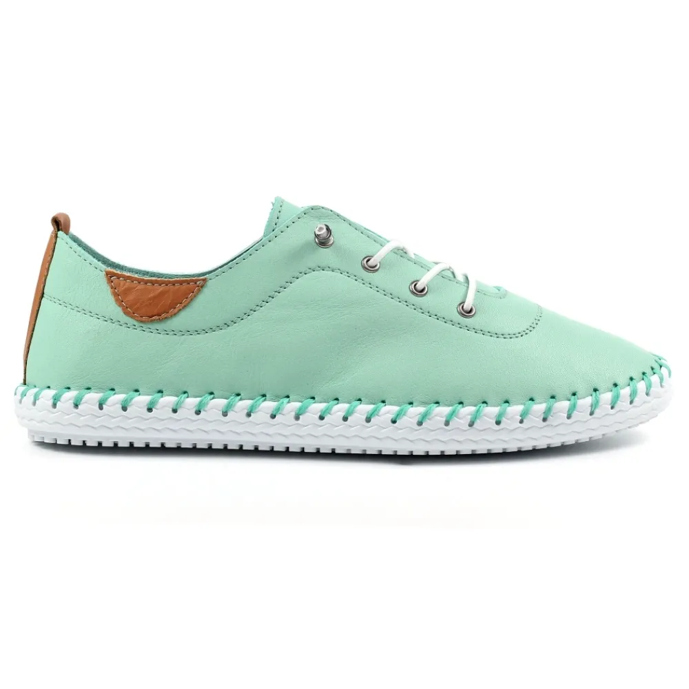 Trainers | Pumps-Lunar Shoes St. Ives Mint Leather Plimsoll