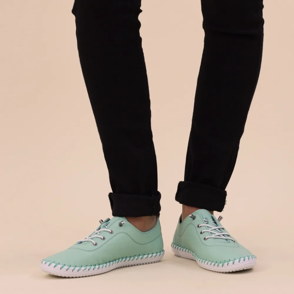 Trainers | Pumps-Lunar Shoes St. Ives Mint Leather Plimsoll