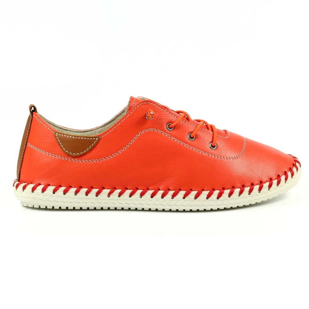 Trainers | Pumps-Lunar Shoes St. Ives Orange Leather Plimsoll