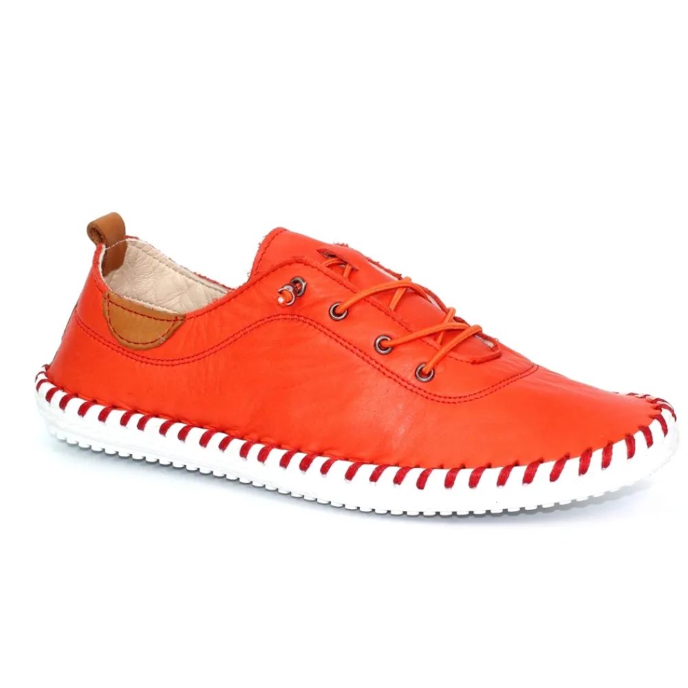 Trainers | Pumps-Lunar Shoes St. Ives Orange Leather Plimsoll