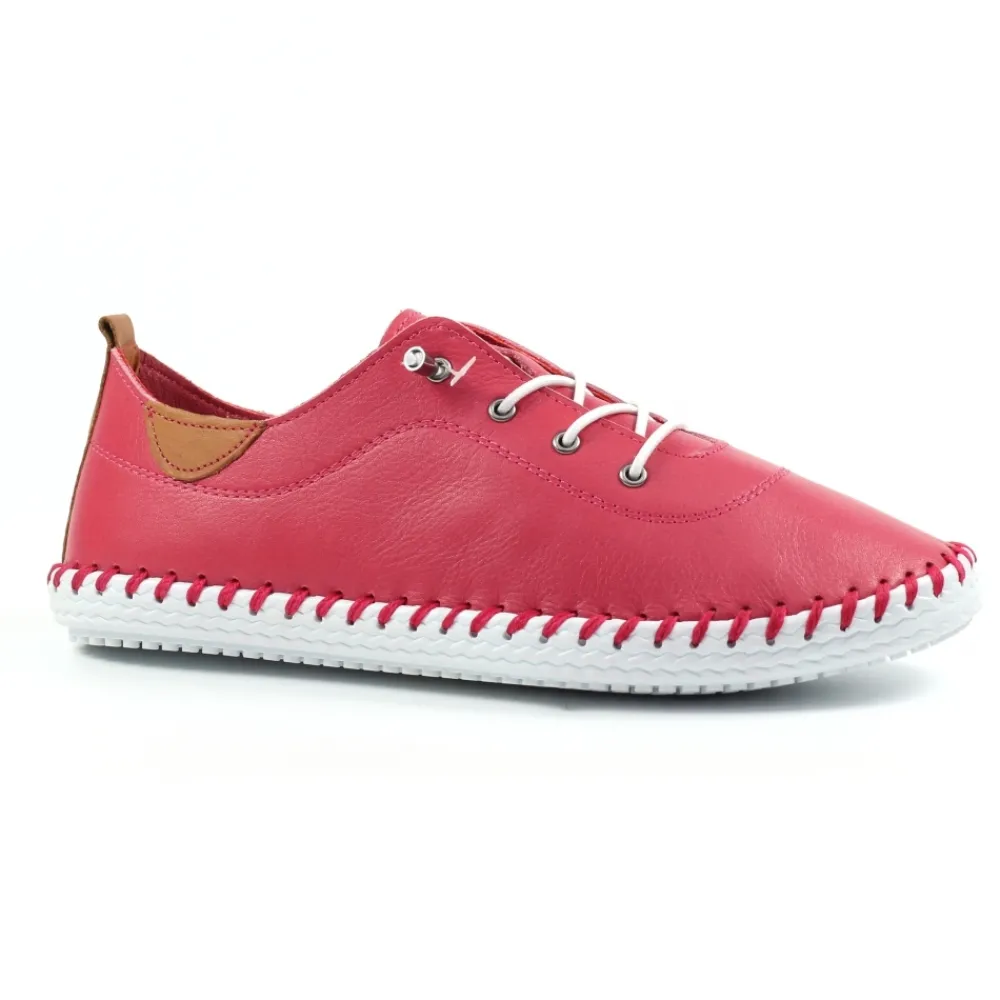 Trainers | Pumps-Lunar Shoes St. Ives Raspberry Leather Plimsoll