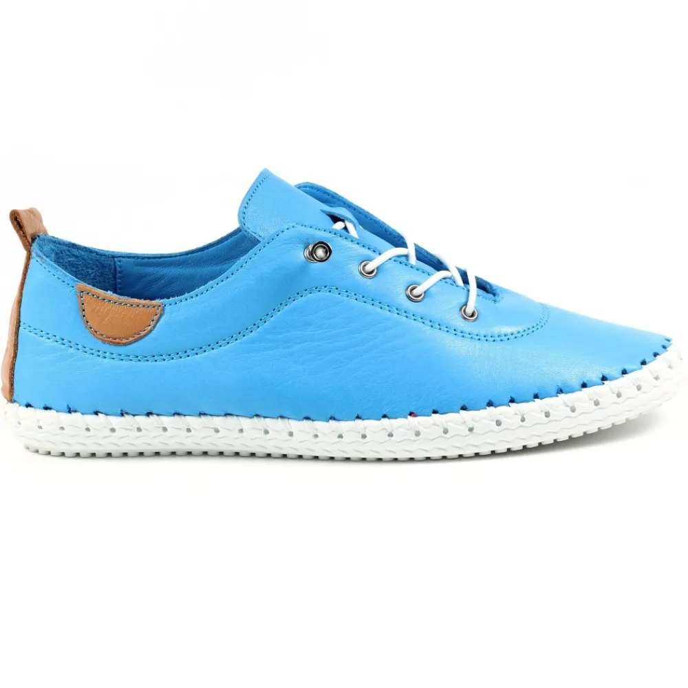 Trainers | Pumps-Lunar Shoes St. Ives Santorini Blue Leather Plimsoll