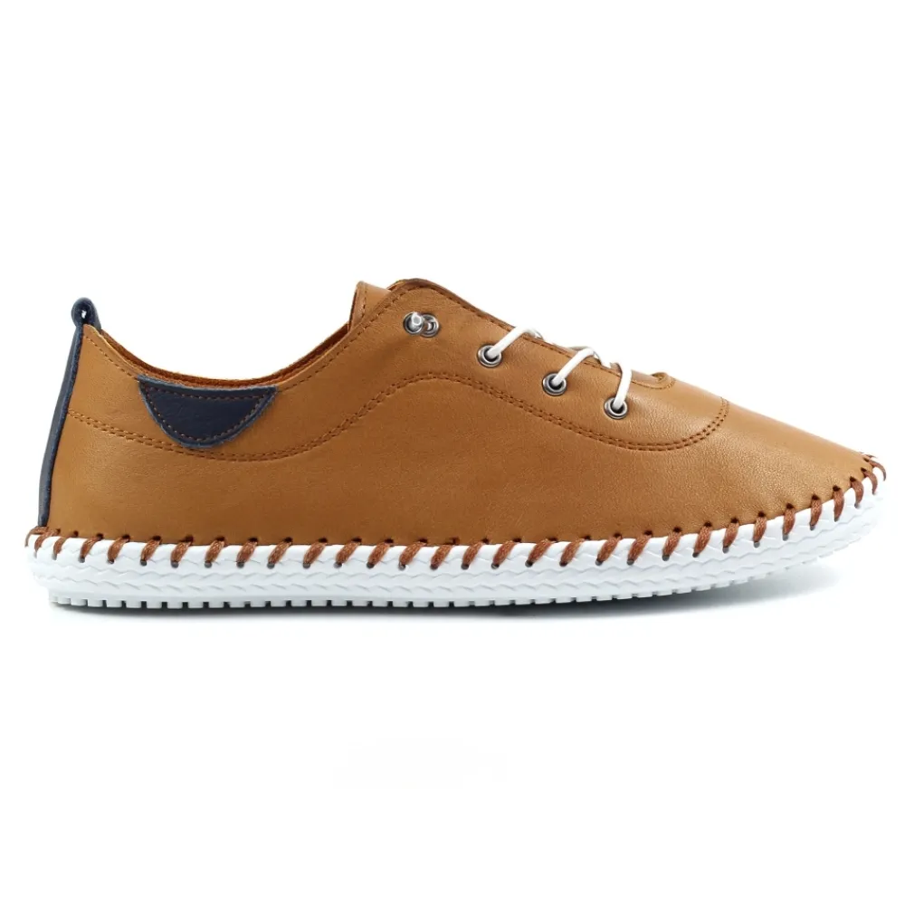 Trainers | Pumps-Lunar Shoes St. Ives Tan Leather Plimsoll