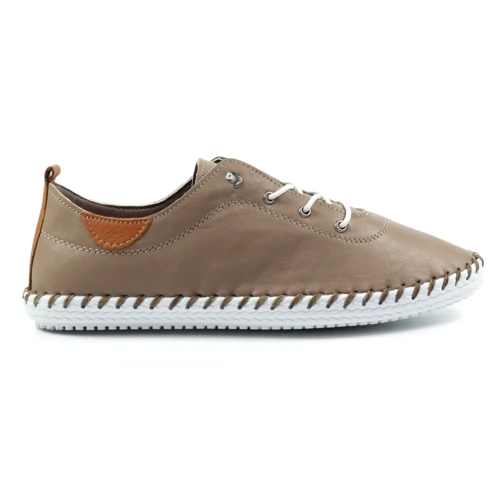 Trainers | Pumps-Lunar Shoes St. Ives Taupe Leather Plimsoll