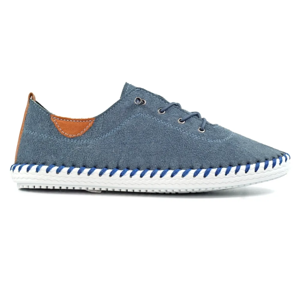 Pumps | Flats-Lunar Shoes St Lawrence Denim Leather Plimsoll