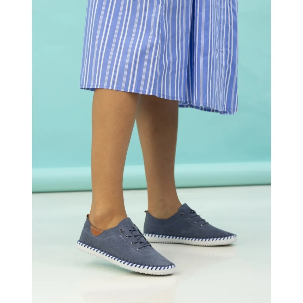 Pumps | Flats-Lunar Shoes St Lawrence Denim Leather Plimsoll